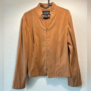 Light Brown Slim Fit Jacket with Zipper Closure